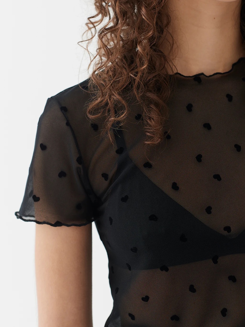Lazy Oaf Flock Off Sheer Heart Baby Tee UK 10 US Small